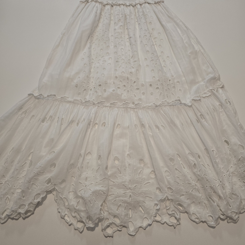 Sea New York Addie Eyelet Dress Off-White A-line Short Sleeves Mock Neck Size L - Picture 11 of 12